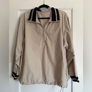 TOUR Collection Vintage Quarter-Zip Pullover Black Accents Windbreaker Beige M